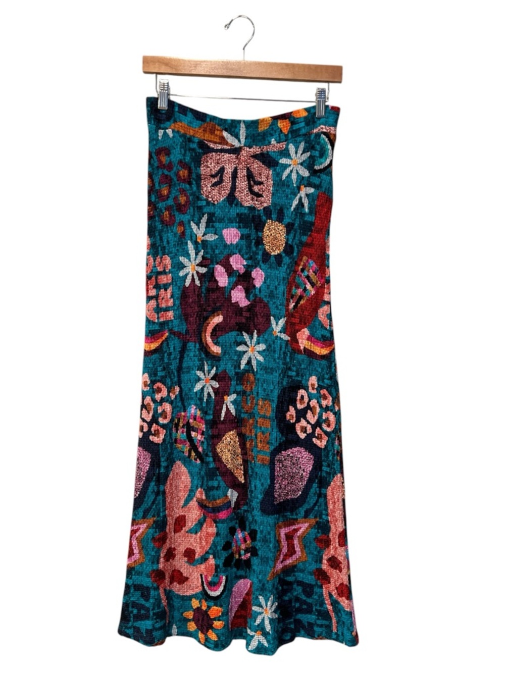 Farm Rio Anthropologie Gabriela Knit Maxi Skirt Tropical Boho Stretch small - Picture 2 of 4